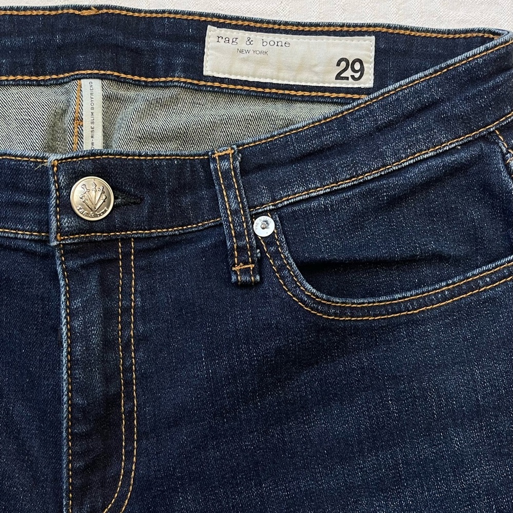 Rag & Bone Women’s Low Rise Slim Boyfriend Jeans size 29 Dark Wash - Picture 6 of 12